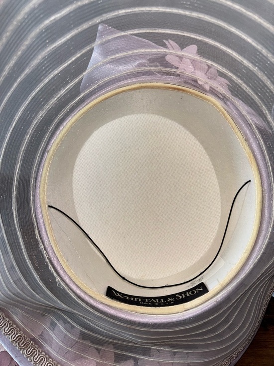 Whittall & Shon Women’s Hat Elegant Purple Floral Wide Brim Derby Church - Picture 6 of 6